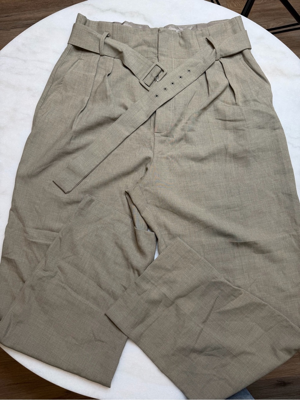 Mango Slacks Taupe Brown Slacks Size 12 with belt